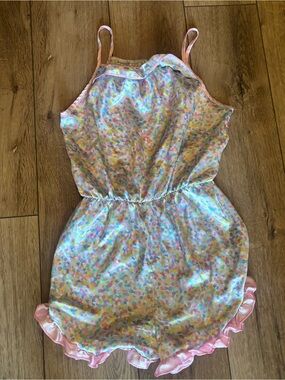 Girls' size 12 Laura Dare Pink Multi-Color Polka Dot Print Romper pajamas